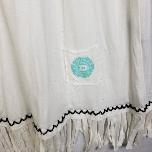 Double D Ranch Tunic Top Western Print Embroidered Fringe Stretch size M Boho - Picture 6 of 12